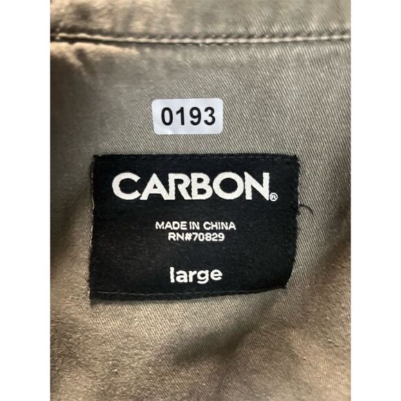 Carbon Men's Military Green Button-Up Shirt L Long Sleeve Utility - Picture 2 of 3